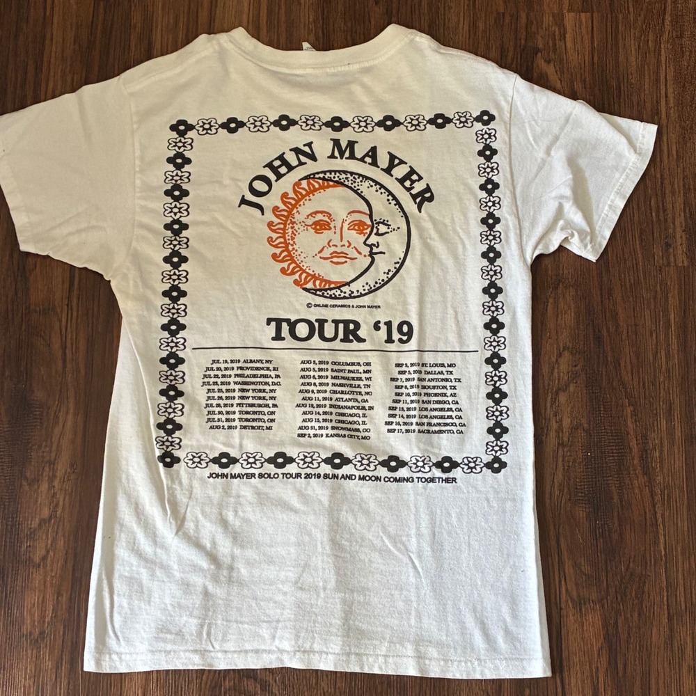 John Mayer Tour 2019 White T-Shirt Size S | Vintage‎ Concert Merch Sun & Moon